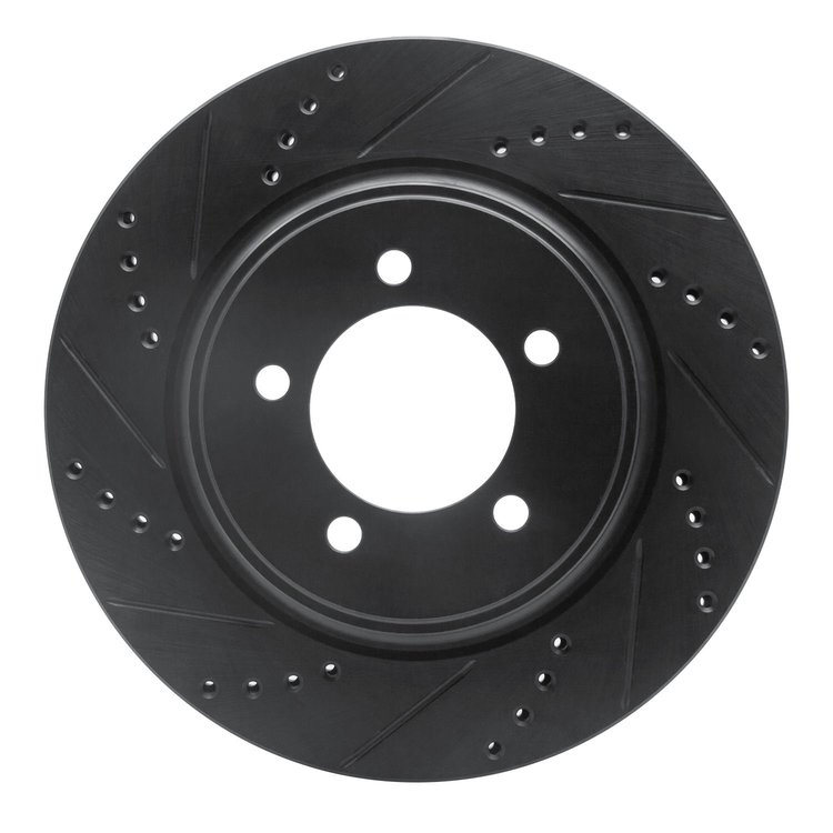633-54203L Drilled/Slotted Brake Rotor [Black], 2006-2010 Ford/Lincoln/Mercury/Mazda, Position: Front Left