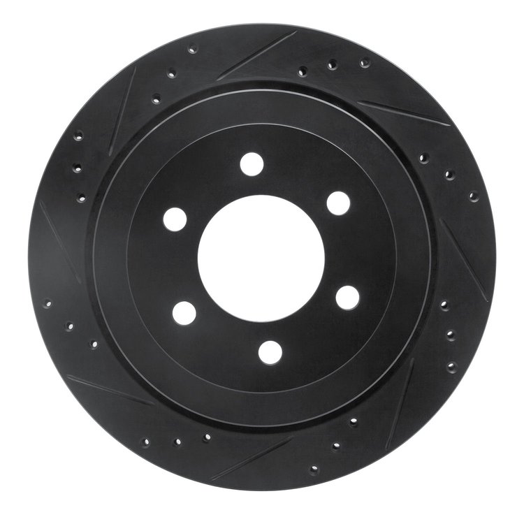 633-54205L Drilled/Slotted Brake Rotor [Black], 2007-2017 Ford/Lincoln/Mercury/Mazda, Position: Rear Left