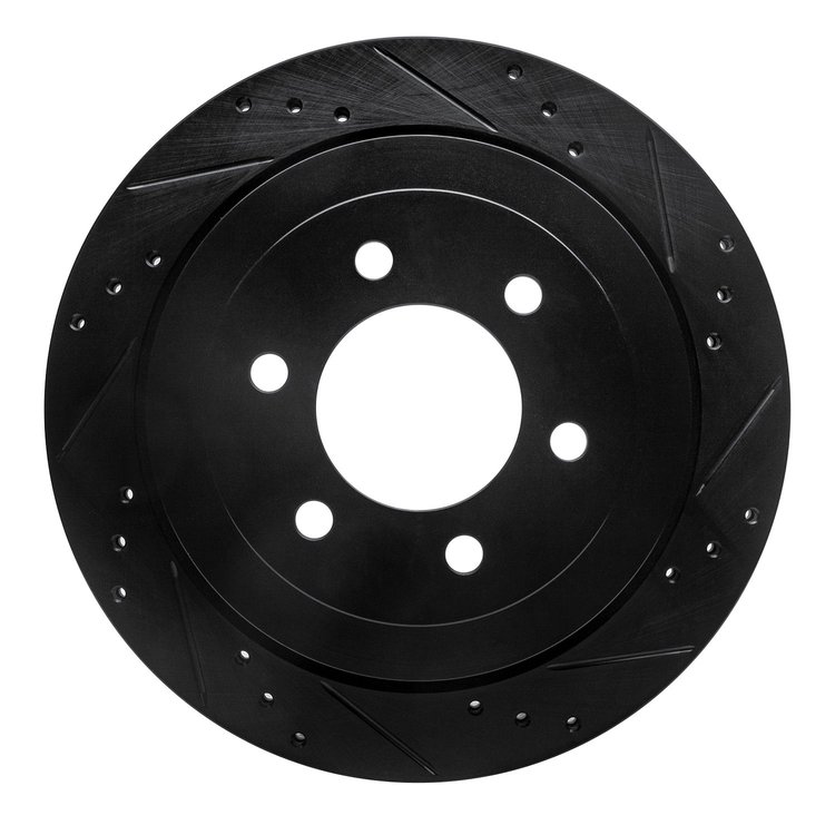 633-54205R Drilled/Slotted Brake Rotor [Black], 2007-2017 Ford/Lincoln/Mercury/Mazda, Position: Rear Right