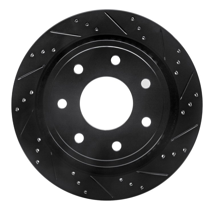 633-54218R Drilled/Slotted Brake Rotor [Black], 2012-2014 Ford/Lincoln/Mercury/Mazda, Position: Rear Right