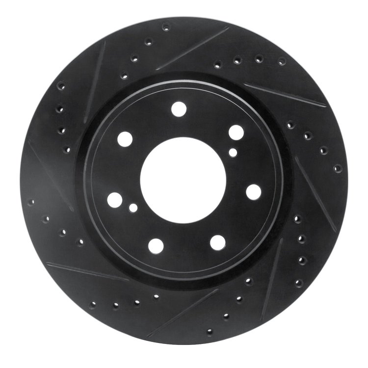 633-54219L Drilled/Slotted Brake Rotor [Black], 2010-2014 Ford/Lincoln/Mercury/Mazda, Position: Front Left