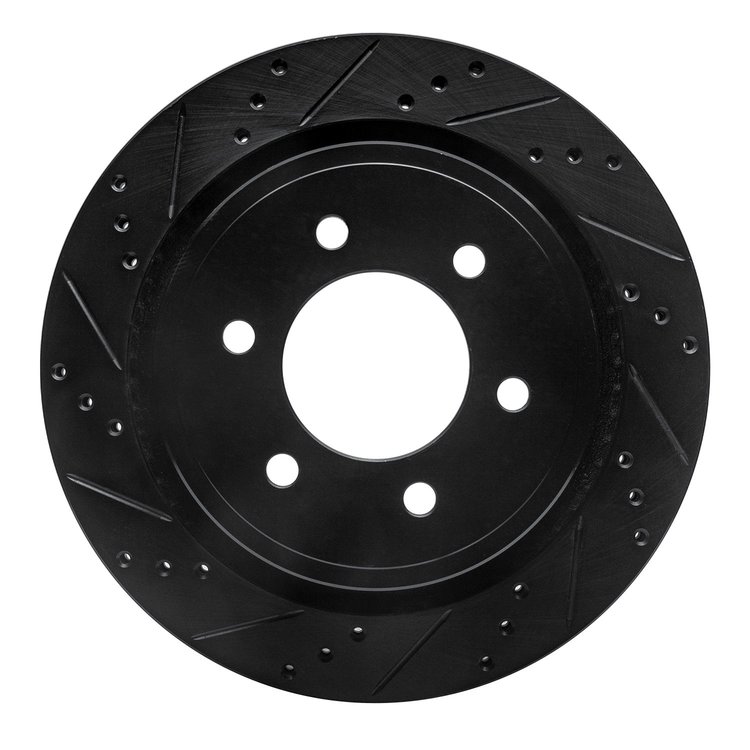 633-54220L Drilled/Slotted Brake Rotor [Black], 2012-2020 Ford/Lincoln/Mercury/Mazda, Position: Rear Left