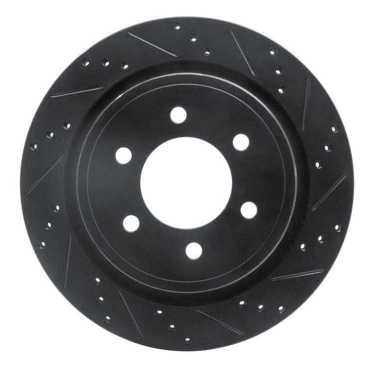 633-54220R Drilled/Slotted Brake Rotor [Black], 2012-2020 Ford/Lincoln/Mercury/Mazda, Position: Rear Right