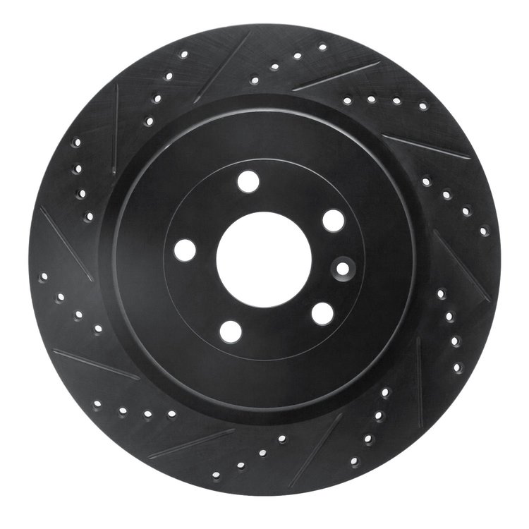 633-54222L Drilled/Slotted Brake Rotor [Black], 2013-2019 Ford/Lincoln/Mercury/Mazda, Position: Rear Left