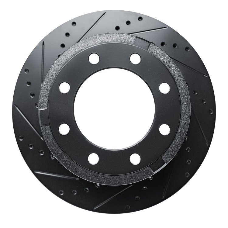 633-54227L Drilled/Slotted Brake Rotor [Black], Fits Select Ford/Lincoln/Mercury/Mazda, Position: Rear Left