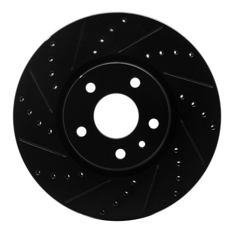 633-54259L Drilled/Slotted Brake Rotor [Black], 2013-2020 Ford/Lincoln/Mercury/Mazda, Position: Front Left