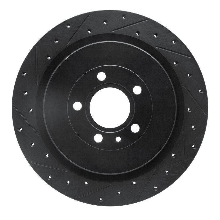 633-54260L Drilled/Slotted Brake Rotor [Black], 2013-2014 Ford/Lincoln/Mercury/Mazda, Position: Rear Left