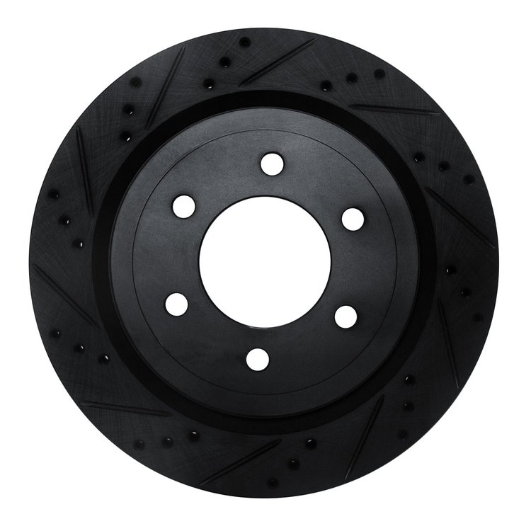 633-54267L Drilled/Slotted Brake Rotor [Black], 2018-2021 Ford/Lincoln/Mercury/Mazda, Position: Rear Left