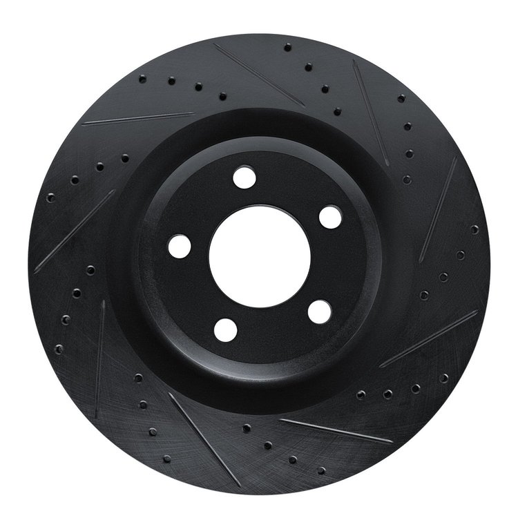 633-54279R Drilled/Slotted Brake Rotor [Black], Fits Select Ford/Lincoln/Mercury/Mazda, Position: Front Right