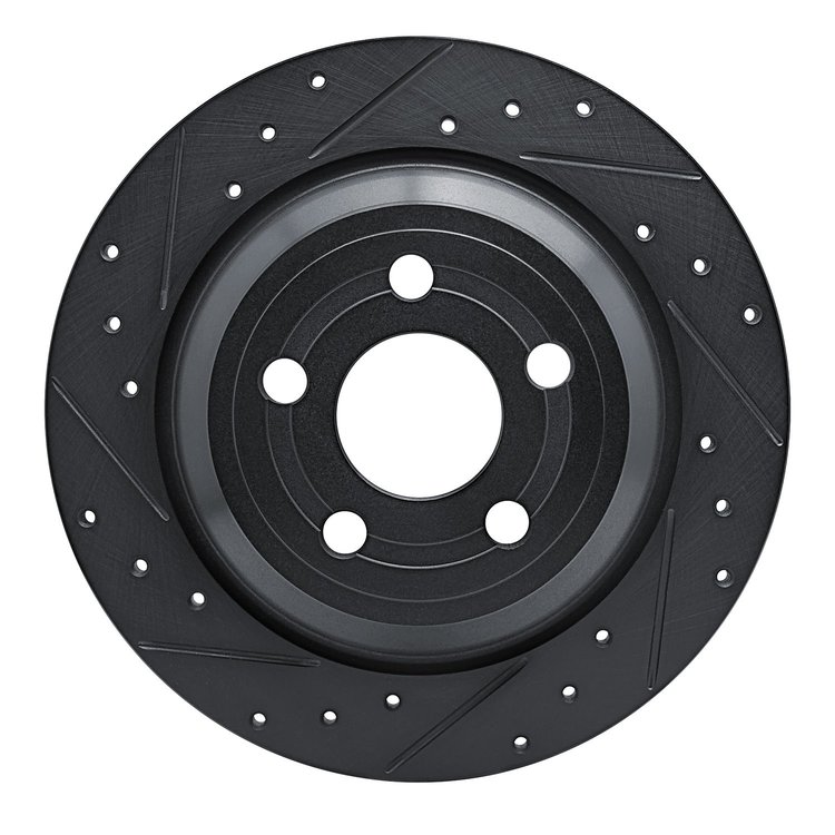 633-54297L Drilled/Slotted Brake Rotor [Black], Fits Select Ford/Lincoln/Mercury/Mazda, Position: Rear Left