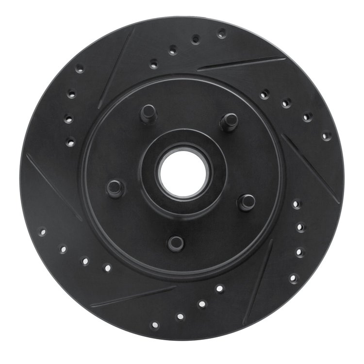 633-55001L Drilled/Slotted Brake Rotor [Black], 1984-1987 Ford/Lincoln/Mercury/Mazda, Position: Front Left