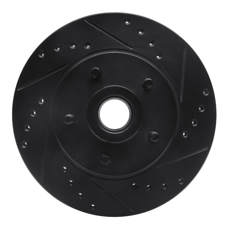 633-55001R Drilled/Slotted Brake Rotor [Black], 1984-1987 Ford/Lincoln/Mercury/Mazda, Position: Front Right