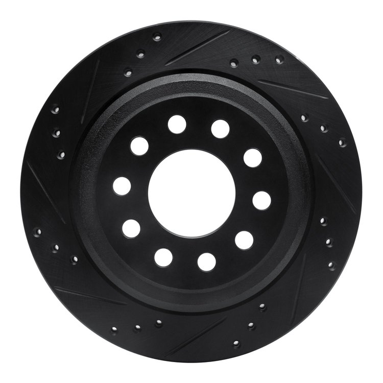 633-55003L Drilled/Slotted Brake Rotor [Black], 2003-2011 Ford/Lincoln/Mercury/Mazda, Position: Rear Left
