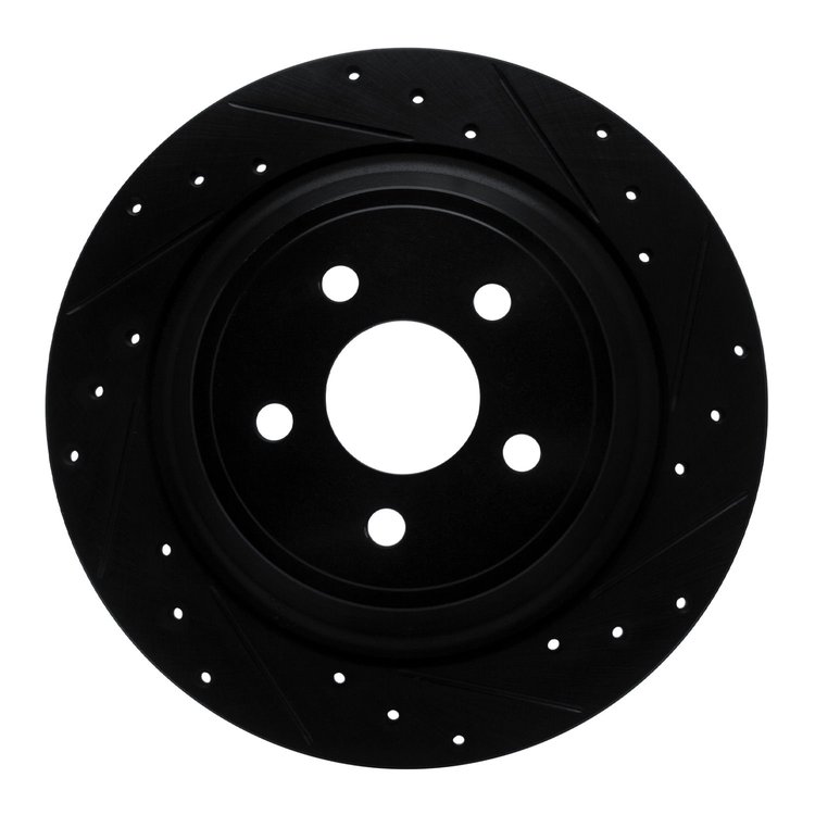 633-55005R Drilled/Slotted Brake Rotor [Black], Fits Select Ford/Lincoln/Mercury/Mazda, Position: Rear Right