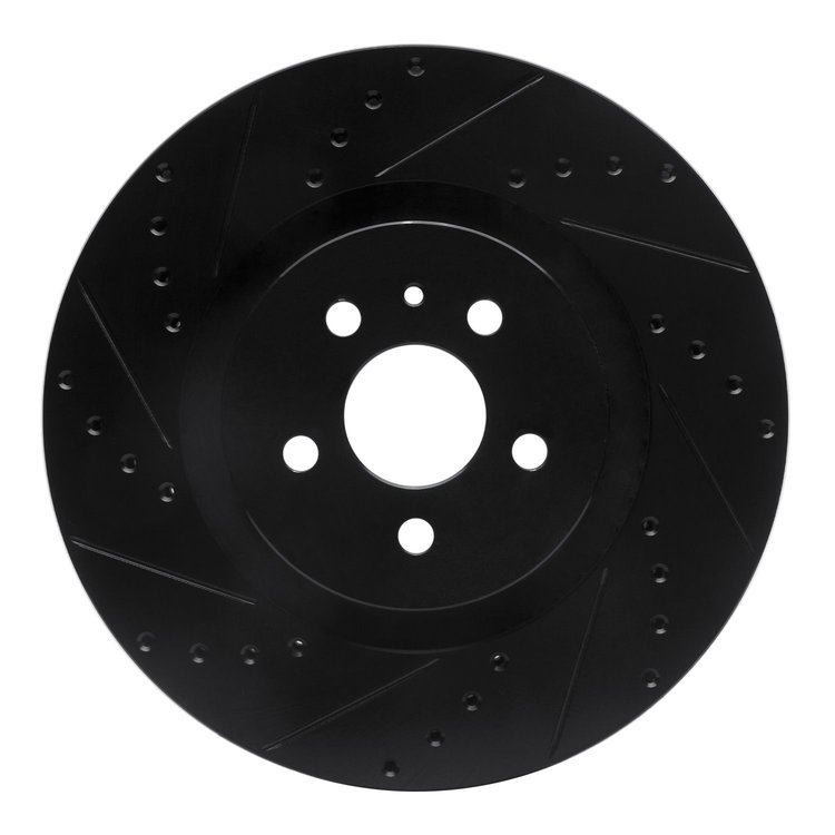 633-55006L Drilled/Slotted Brake Rotor [Black], Fits Select Ford/Lincoln/Mercury/Mazda, Position: Front Left