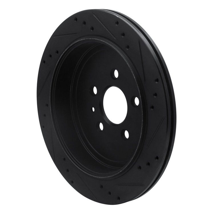 633-55009L Drilled/Slotted Brake Rotor [Black], 2013-2016 Ford/Lincoln/Mercury/Mazda, Position: Rear Left
