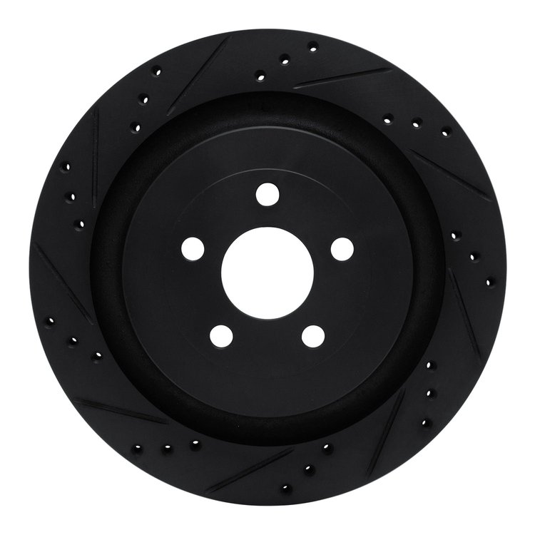 633-55010L Drilled/Slotted Brake Rotor [Black], Fits Select Ford/Lincoln/Mercury/Mazda, Position: Rear Left