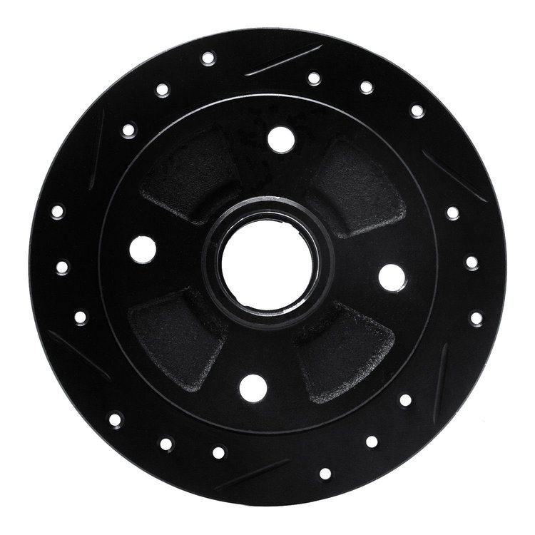 633-56001L Drilled/Slotted Brake Rotor [Black], 1987-1994 Ford/Lincoln/Mercury/Mazda, Position: Rear Left