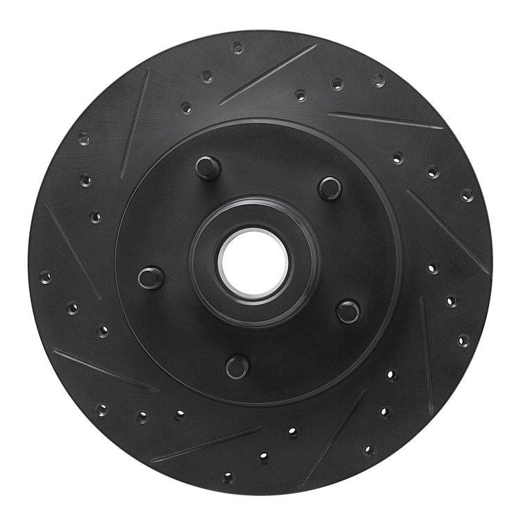 633-56005L Drilled/Slotted Brake Rotor [Black], 1974-1979 Ford/Lincoln/Mercury/Mazda, Position: Front Left