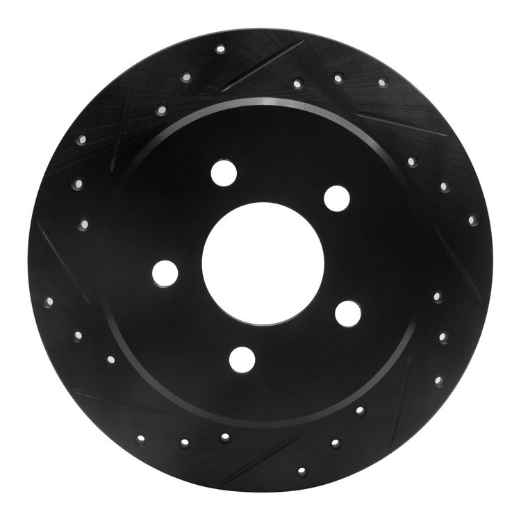 633-56010L Drilled/Slotted Brake Rotor [Black], 1991-1995 Ford/Lincoln/Mercury/Mazda, Position: Rear Left