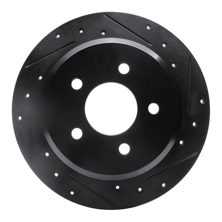 633-56015R Drilled/Slotted Brake Rotor [Black], 1996-2002 Ford/Lincoln/Mercury/Mazda, Position: Rear Right