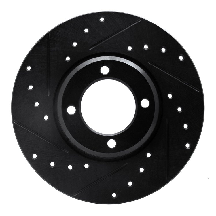 633-56018L Drilled/Slotted Brake Rotor [Black], 1963-1986 Multiple Makes/Models, Position: Front Left