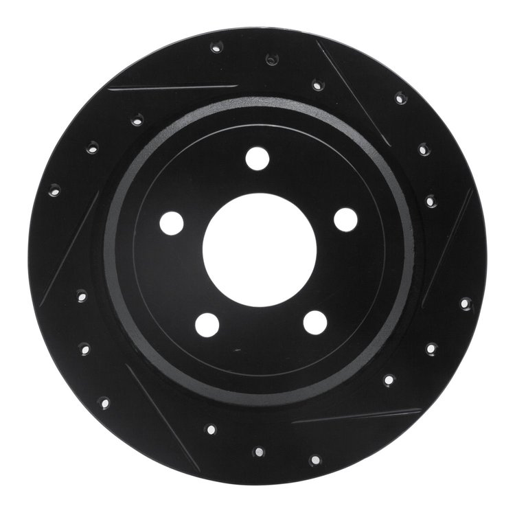 633-56020R Drilled/Slotted Brake Rotor [Black], 2003-2011 Ford/Lincoln/Mercury/Mazda, Position: Rear Right