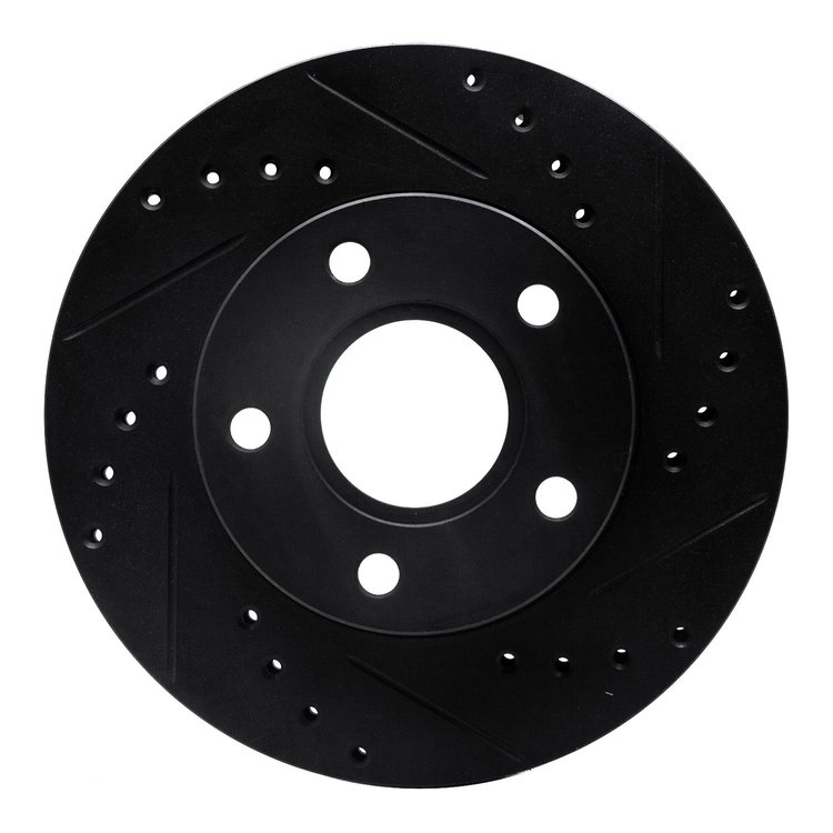 633-57001L Drilled/Slotted Brake Rotor [Black], 1988-1989 Ford/Lincoln/Mercury/Mazda, Position: Front Left
