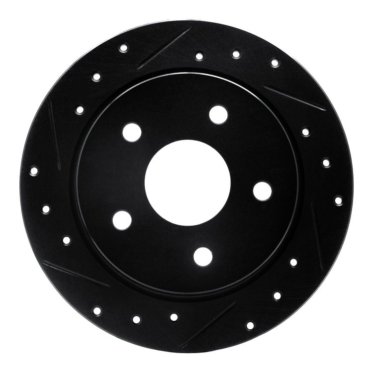 633-57002L Drilled/Slotted Brake Rotor [Black], 1988-1989 Ford/Lincoln/Mercury/Mazda, Position: Rear Left