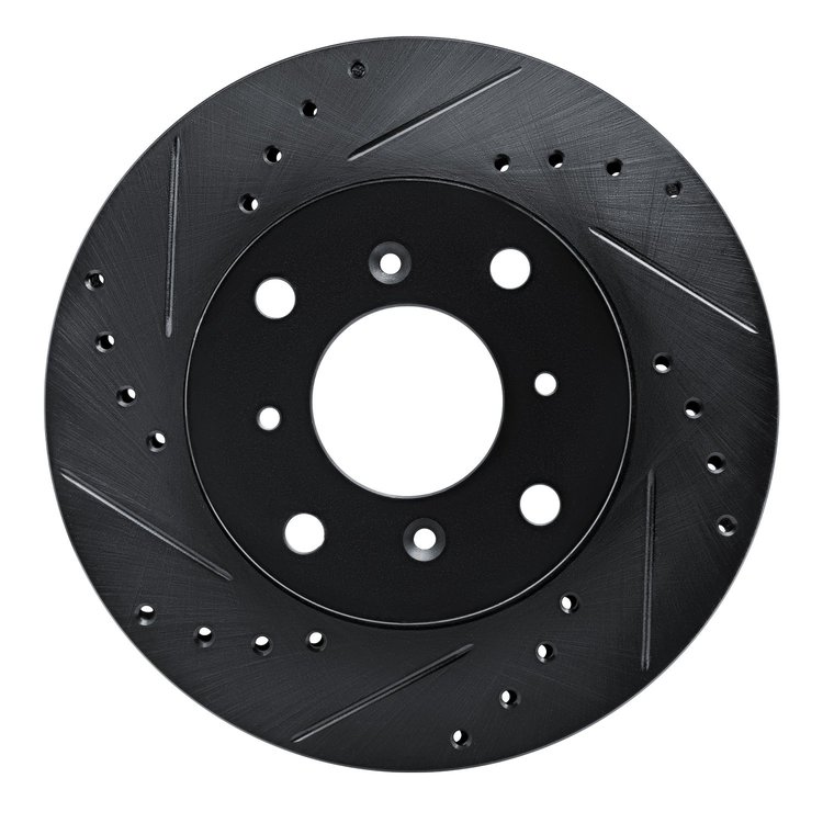 633-58001L Drilled/Slotted Brake Rotor [Black], 1986-1987 Acura/Honda, Position: Front Left