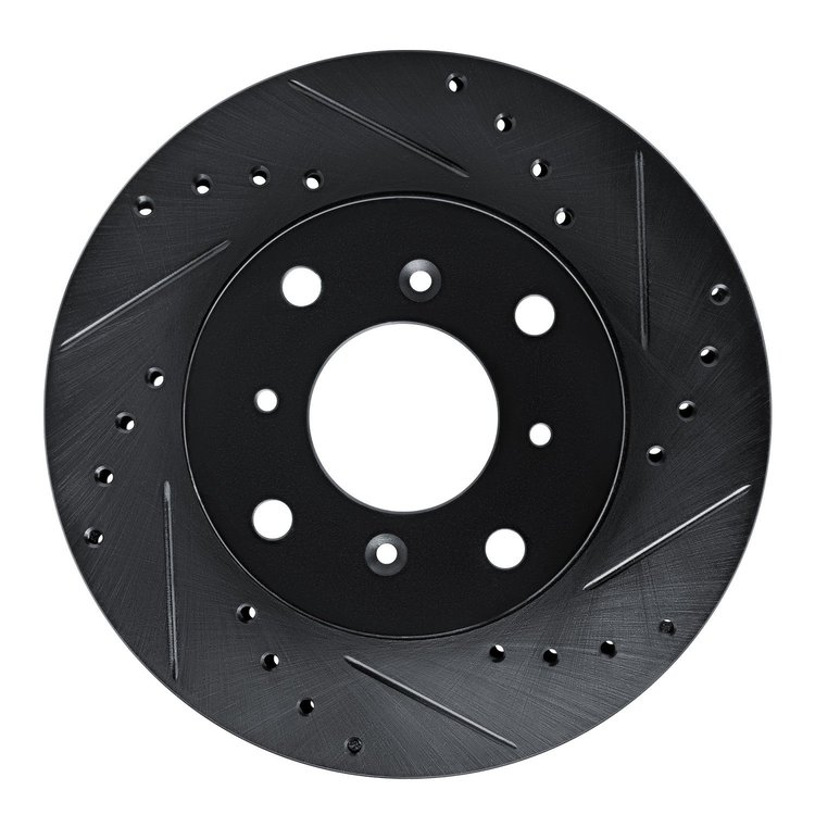 633-58001R Drilled/Slotted Brake Rotor [Black], 1986-1987 Acura/Honda, Position: Front Right