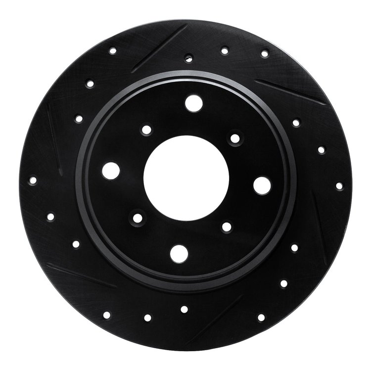 633-58002L Drilled/Slotted Brake Rotor [Black], 1987-1990 Acura/Honda, Position: Rear Left