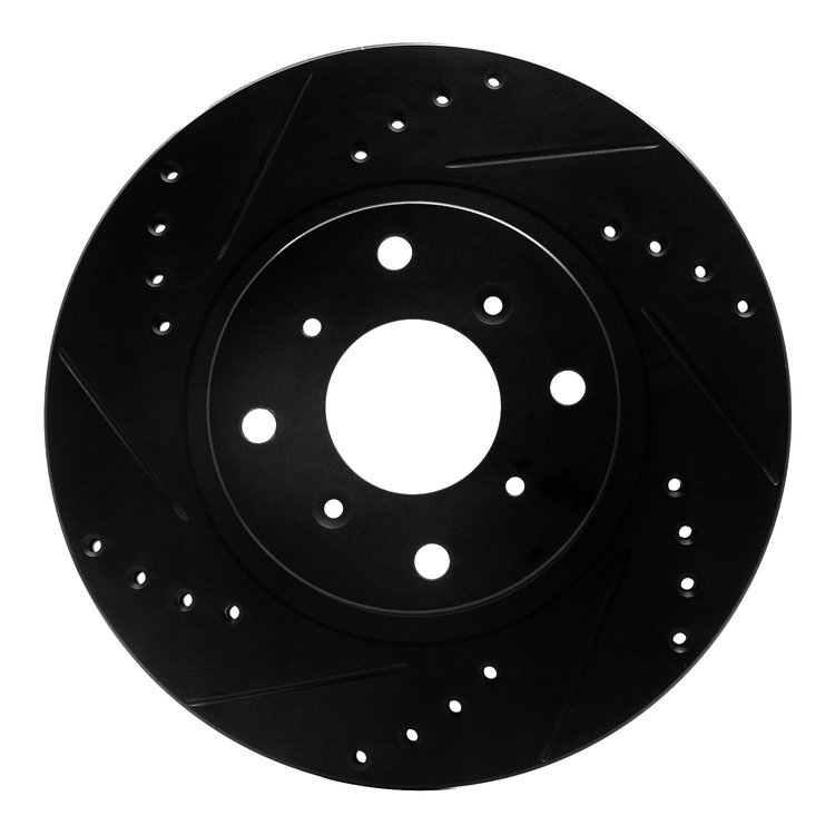 633-58003L Drilled/Slotted Brake Rotor [Black], 1987-1990 Acura/Honda, Position: Front Left