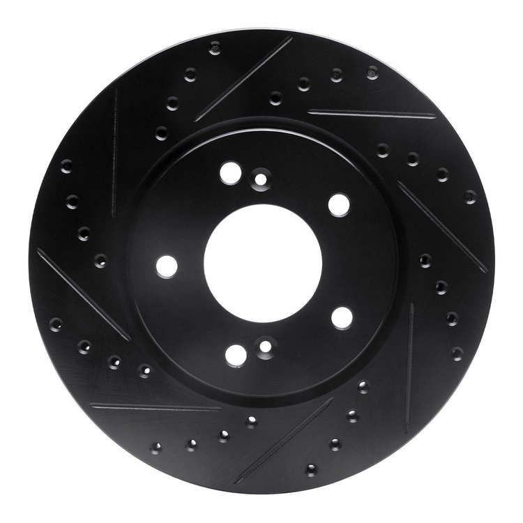 633-58004L Drilled/Slotted Brake Rotor [Black], 1991-1996 Acura/Honda, Position: Front Left