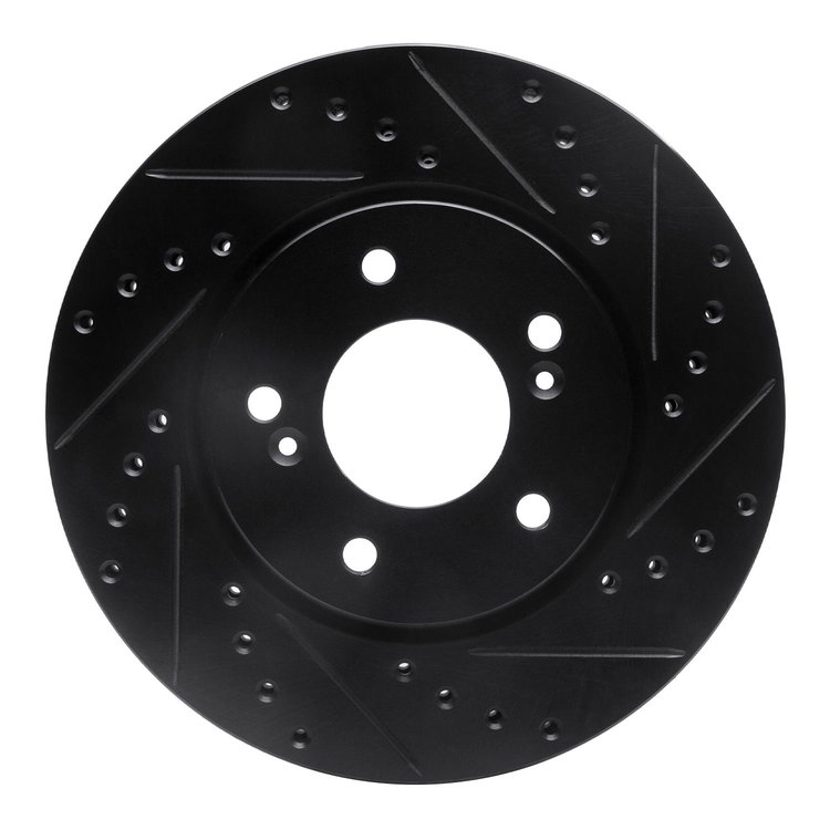 633-58004R Drilled/Slotted Brake Rotor [Black], 1991-1996 Acura/Honda, Position: Front Right