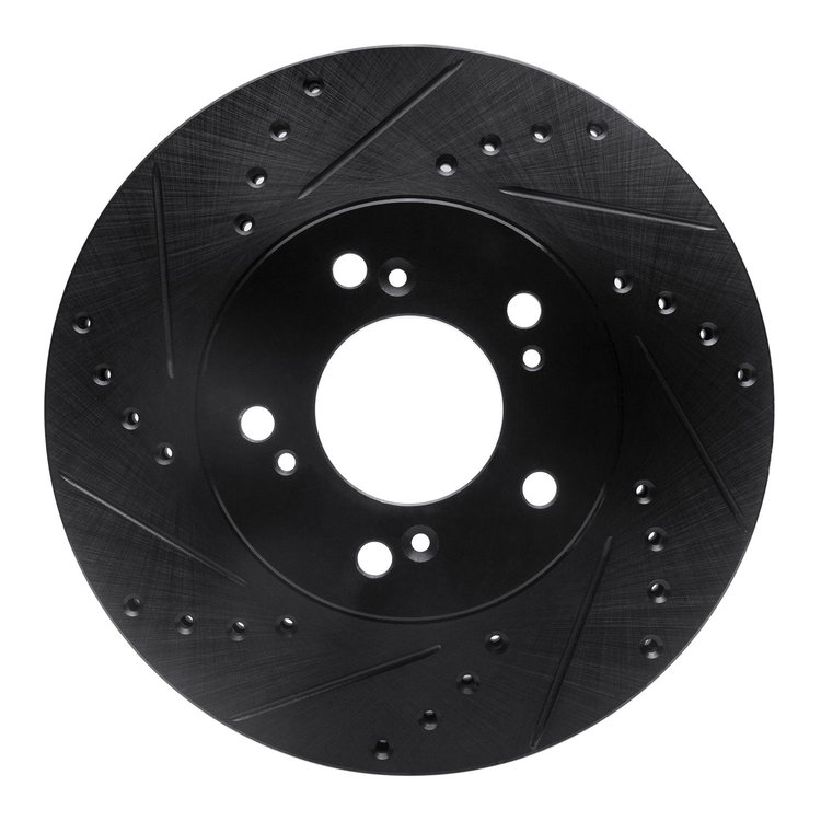 633-58008L Drilled/Slotted Brake Rotor [Black], 1993-1995 Acura/Honda, Position: Front Left
