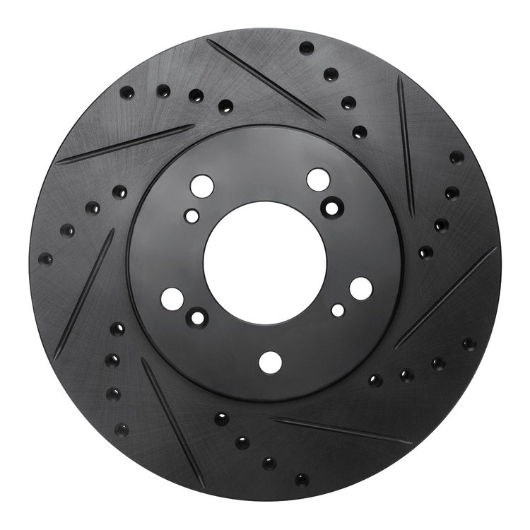 633-58008R Drilled/Slotted Brake Rotor [Black], 1993-1995 Acura/Honda, Position: Front Right