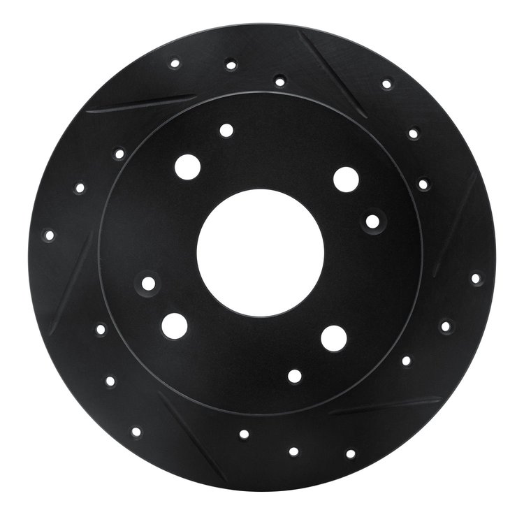 633-58009R Drilled/Slotted Brake Rotor [Black], 1995-1998 Acura/Honda, Position: Rear Right
