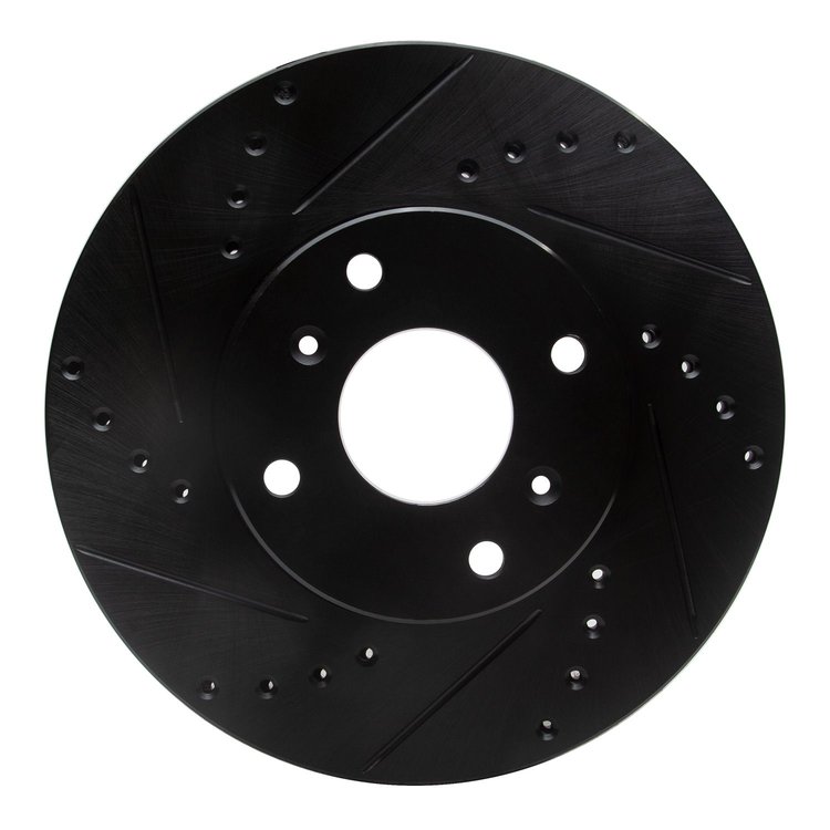 633-58010L Drilled/Slotted Brake Rotor [Black], 1998-1999 Acura/Honda, Position: Front Left