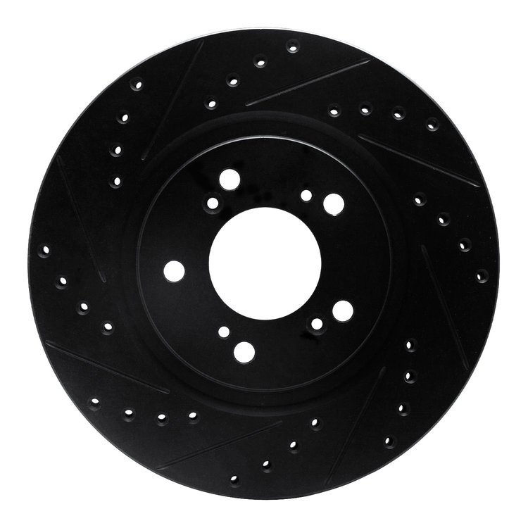 633-58011L Drilled/Slotted Brake Rotor [Black], 1997-2005 Acura/Honda, Position: Front Left