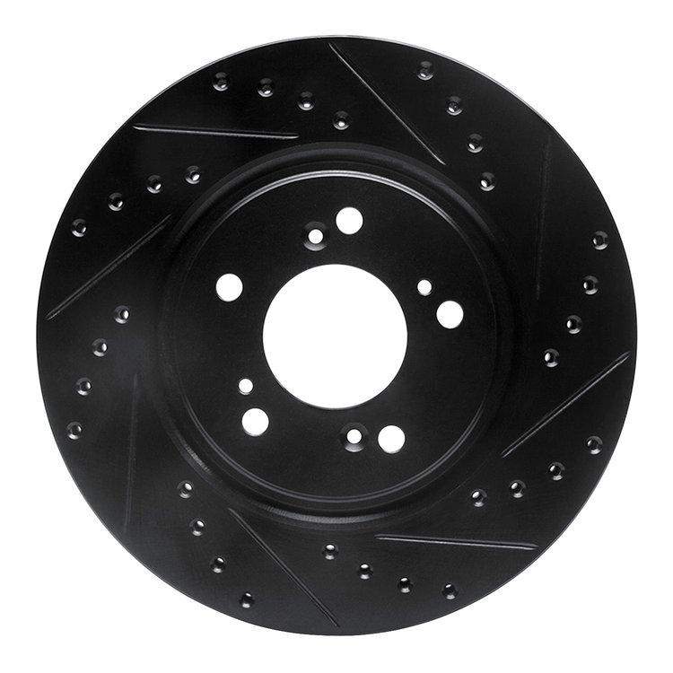 633-58011R Drilled/Slotted Brake Rotor [Black], 1997-2005 Acura/Honda, Position: Front Right