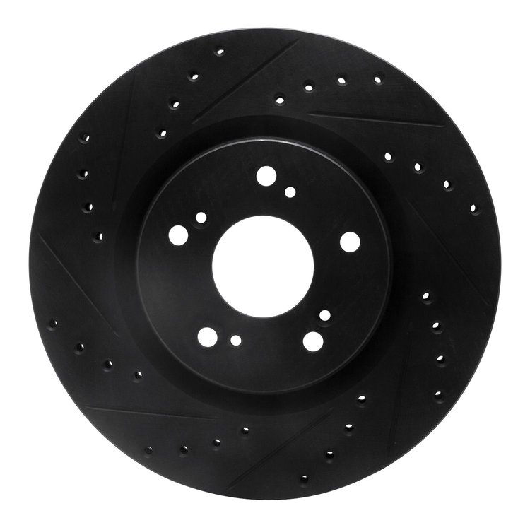 633-58012L Drilled/Slotted Brake Rotor [Black], 1997-2005 Acura/Honda, Position: Rear Left