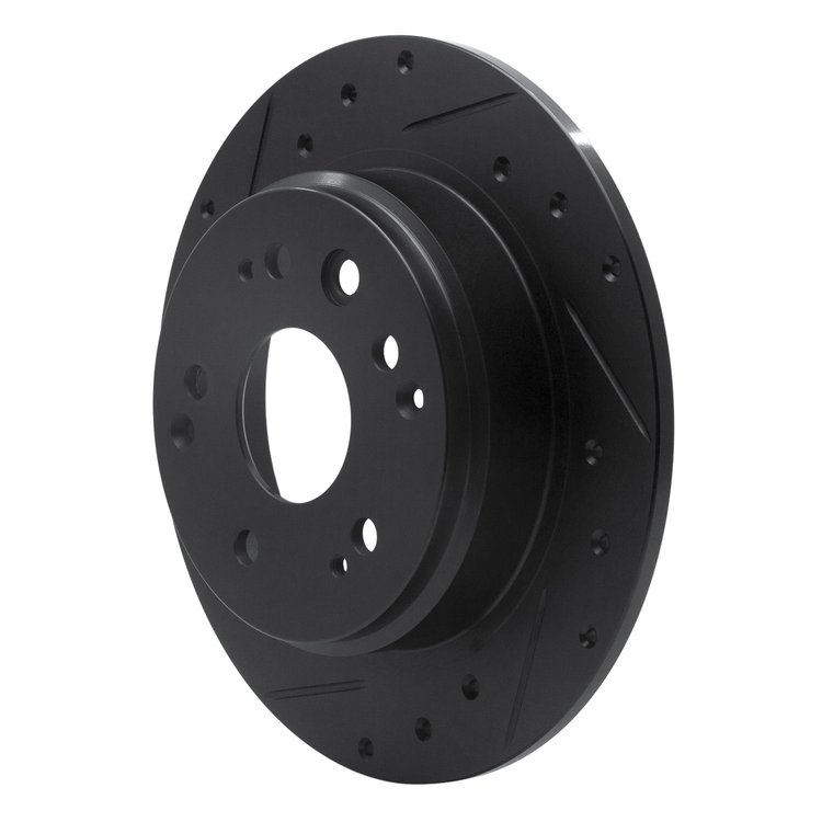 633-58014L Drilled/Slotted Brake Rotor [Black], 1999-2003 Acura/Honda, Position: Rear Left