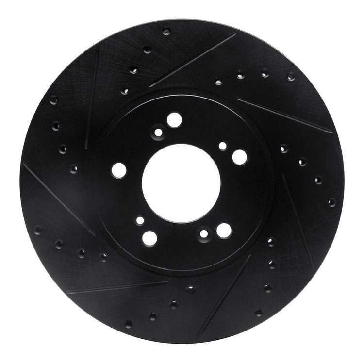 633-58015L Drilled/Slotted Brake Rotor [Black], 1999-2004 Acura/Honda, Position: Front Left