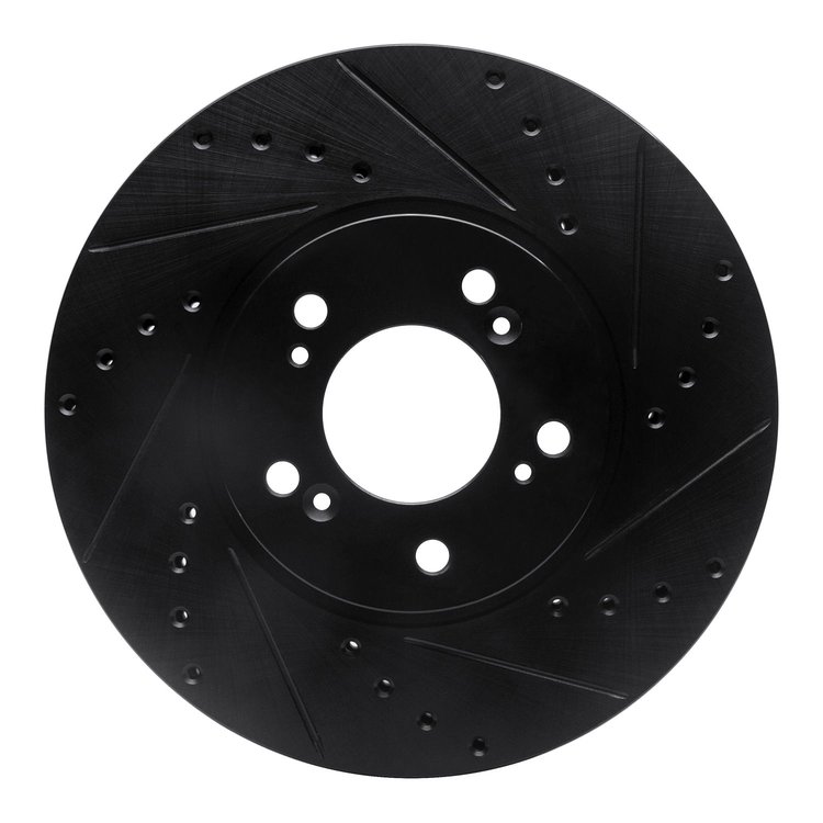 633-58015R Drilled/Slotted Brake Rotor [Black], 1999-2004 Acura/Honda, Position: Front Right
