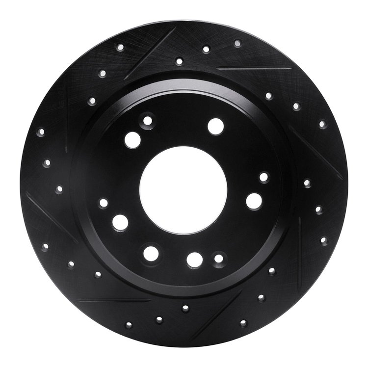 633-58016L Drilled/Slotted Brake Rotor [Black], 1999-2001 Acura/Honda, Position: Rear Left