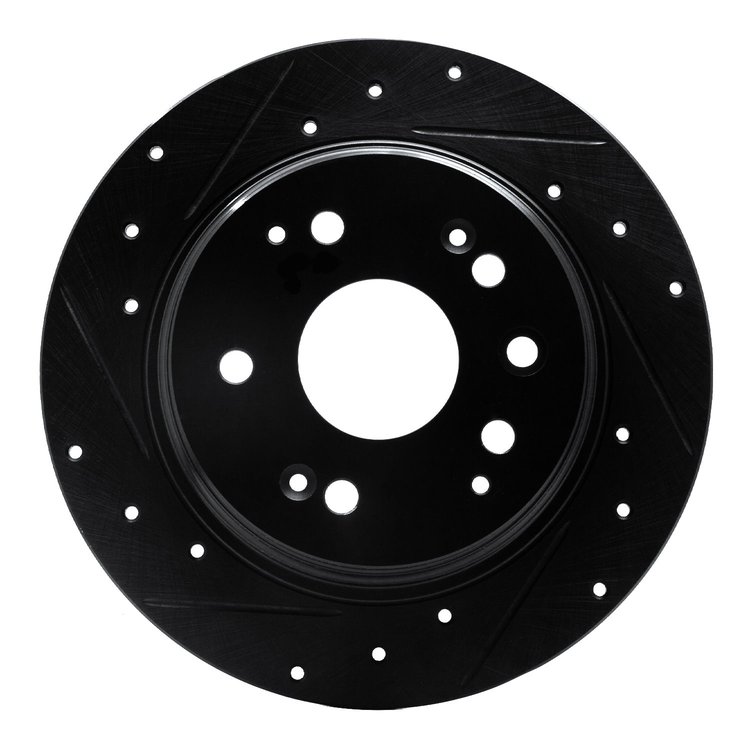 633-58017L Drilled/Slotted Brake Rotor [Black], 2001-2003 Acura/Honda, Position: Rear Left