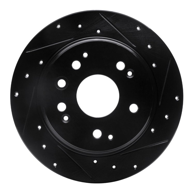 633-58017R Drilled/Slotted Brake Rotor [Black], 2001-2003 Acura/Honda, Position: Rear Right