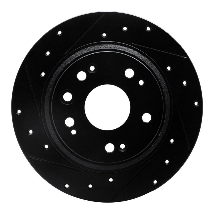 633-58018L Drilled/Slotted Brake Rotor [Black], 2002-2004 Acura/Honda, Position: Rear Left