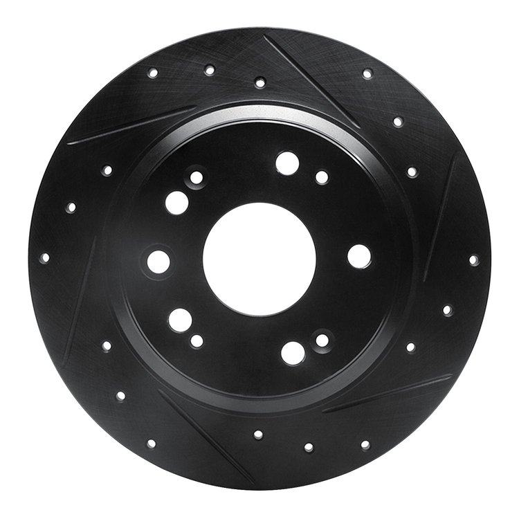 633-58018R Drilled/Slotted Brake Rotor [Black], 2002-2004 Acura/Honda, Position: Rear Right
